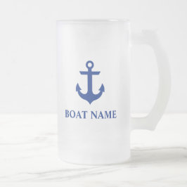 Nautical Boat Namn Anchor Frostat Ölglas