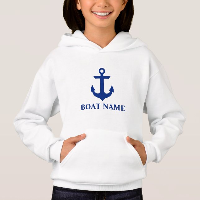Nautical Boat Namn Anchor Girls T-shirt (Framsida)