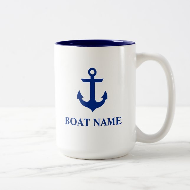 Nautical Boat Namn Anchor Large Två-Tonad Mugg (Höger)