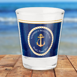 Nautical Boat Namn Anchor Navy Blue and Gult