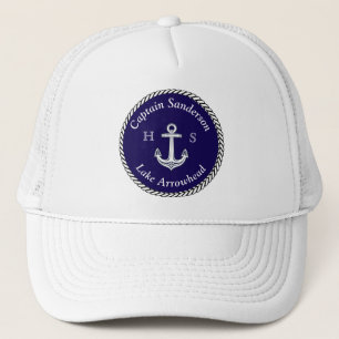 Nautical Boat Namn Anchor Navy n White Keps
