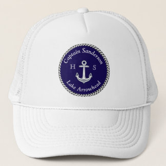 Nautical Boat Namn Anchor Navy n White Keps