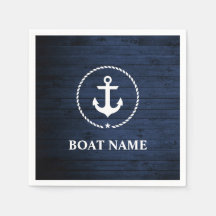 Nautical Boat Namn Anchor Rope Blue Wood