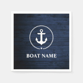 Nautical Boat Namn Anchor Rope Blue Wood Pappersservett
