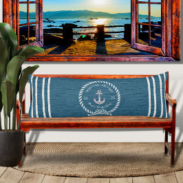 Nautical Boat Namn Anchor Rope l Blue Välkommen Kroppskudde