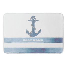 Nautical Boat Namn,Anchor,Rope,Light Blue Rand Badrumsmatta