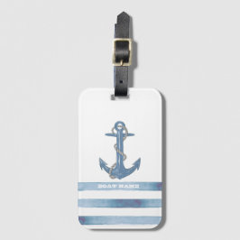 Nautical Boat Namn,Anchor,Rope,Light Blue Rand Bagagebricka
