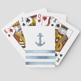 Nautical Boat Namn,Anchor,Rope,Light Blue Rand Casinokort
