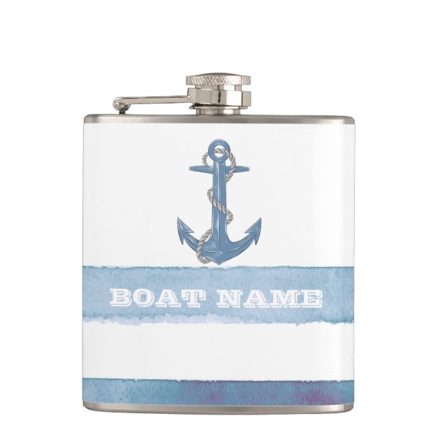 Nautical Boat Namn,Anchor,Rope,Light Blue Rand Fickplunta (Framsidan)