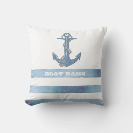 Nautical Boat Namn,Anchor,Rope,Light Blue Rand Kudde