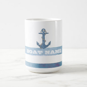 Nautical Boat Namn,Anchor,Rope,Light Blue Rand Magisk Mugg