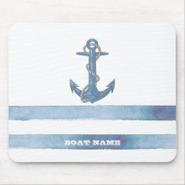 Nautical Boat Namn,Anchor,Rope,Light Blue Rand Musmatta