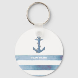 Nautical Boat Namn,Anchor,Rope,Light Blue Rand Nyckelring