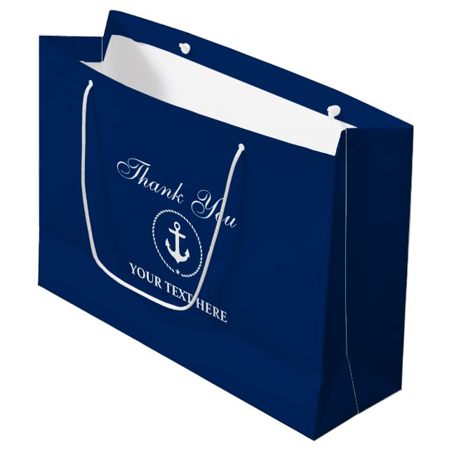 Nautical Boat Namn Anchor Rope Navy Blue (Framsidan Vinklad)