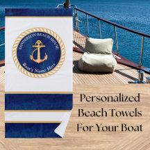 Nautical Boat Namn Anchor Rope Navy Blue Gult