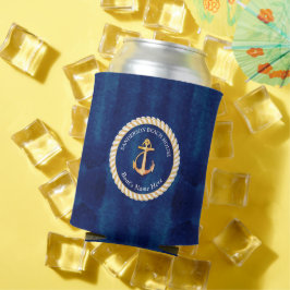 Nautical Boat Namn Anchor Rope Navy Blue Gult