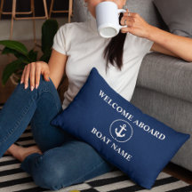 Nautical Boat Namn Anchor Rope Navy Blue Välkommen