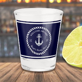 Nautical Boat Namn Anchor Rope Navy Blue White