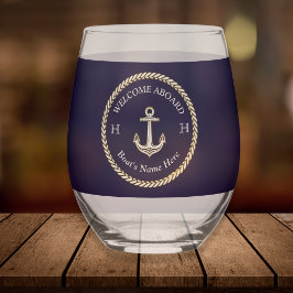 Nautical Boat Namn Anchor Rope Navy Blue White