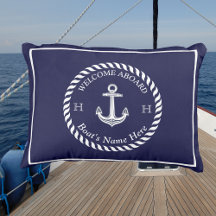 Nautical Boat Namn Anchor Rope Navy Blue White