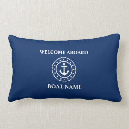 Nautical Boat Namn Anchor Rope Stars Blue Välkomme Lumbarkudde