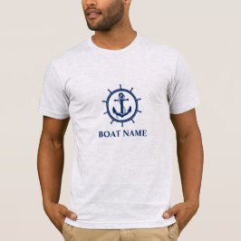 Nautical Boat Namn Anchor Rope Wheel Grått T Shirt