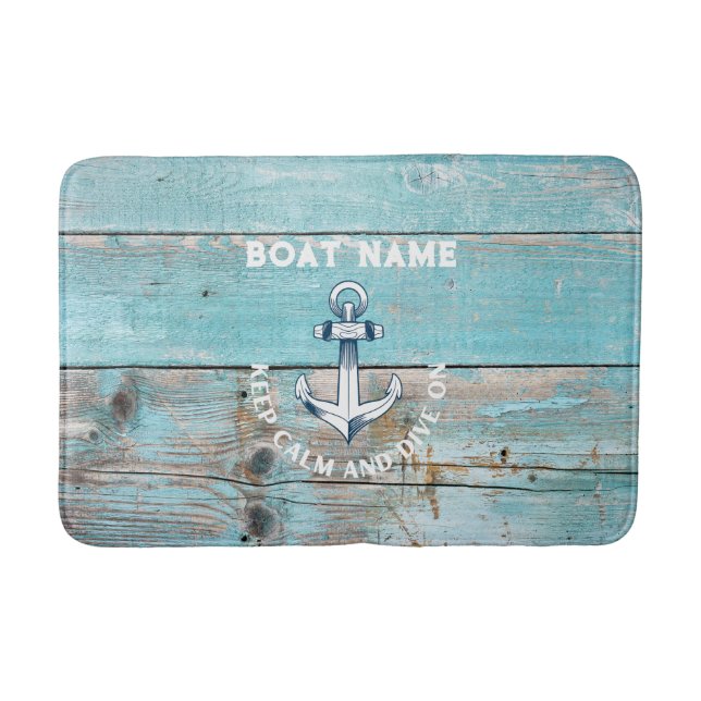 Nautical Boat Namn Anchor Rustic Wood Badrumsmatta (Framsidan)