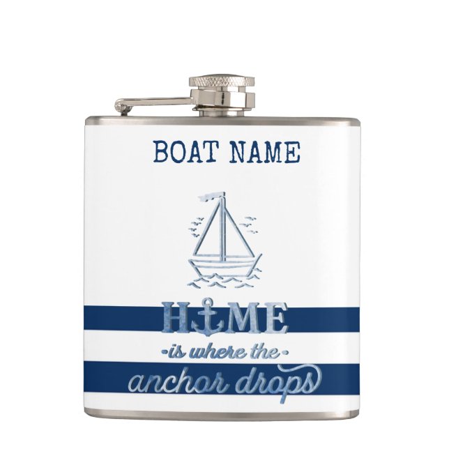 Nautical Boat Namn,Anchor Sea Navy Blue Stripe Fickplunta (Framsidan)
