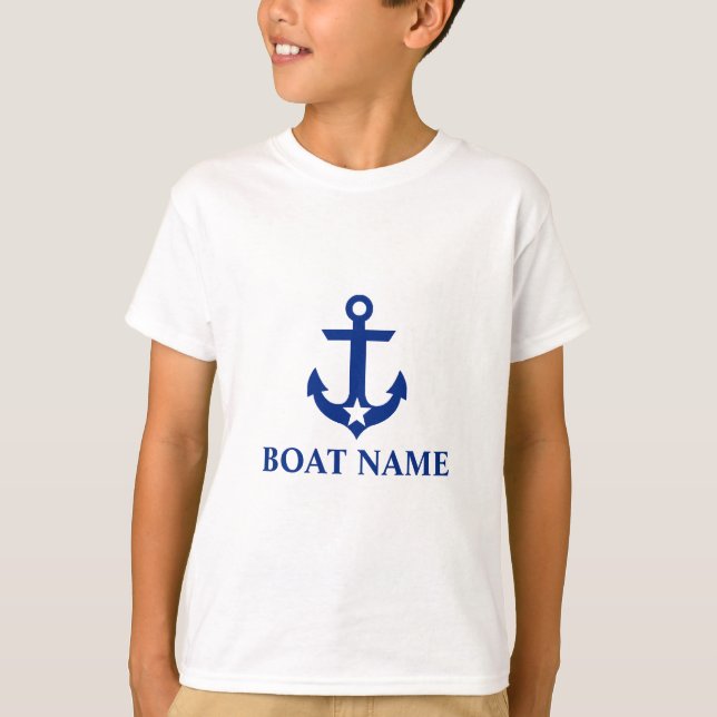 Nautical Boat Namn Anchor Star Kids T-shirt (Framsida)