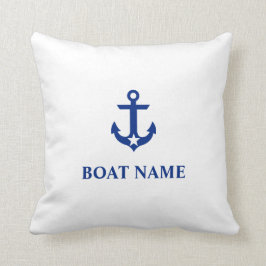 Nautical Boat Namn Anchor Star White Kudde