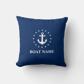 Nautical Boat Namn Anchor Stars Navy Blue Kudde