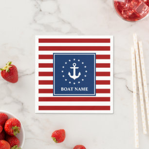 Nautical Boat Namn Anchor Stars Rand RWB Pappersservett