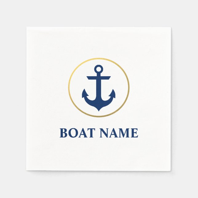 Nautical Boat Namn Anchor White Cocktail G Pappersservett (Framsidan)