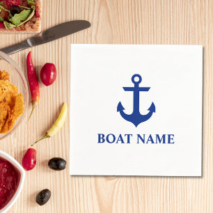 Nautical Boat Namn Anchor White Cocktail Pappersservett