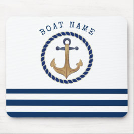 Nautical Boat Namn,Retro Anchor Navy Blue Musmatta