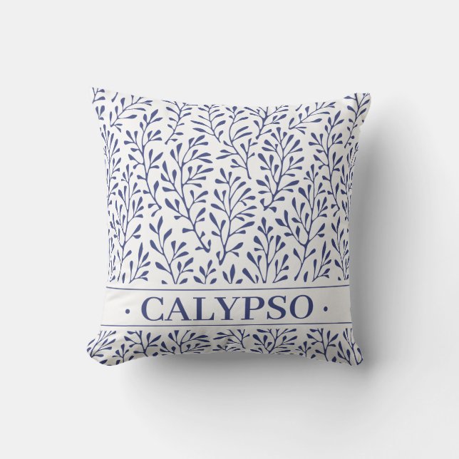 Nautical Boat Namn. Sea Life Algae. havsblått. Kudde (Framsida)