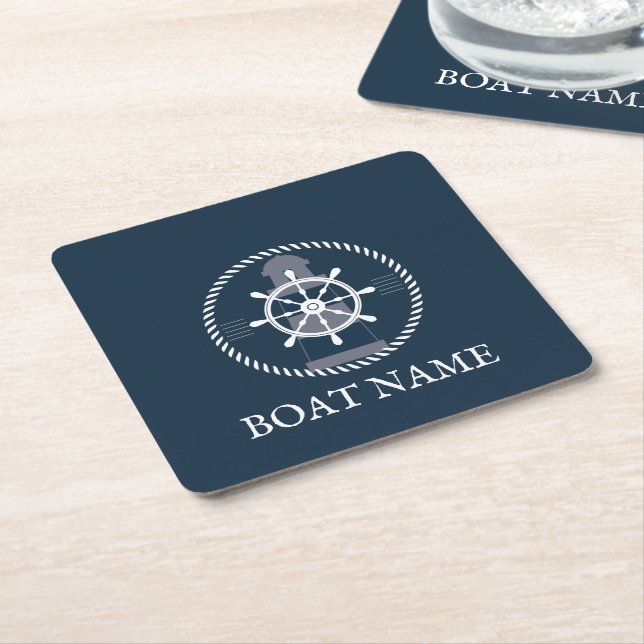 Nautical Boat Namn Underlägg Papper Kvadrat (Vinklad)