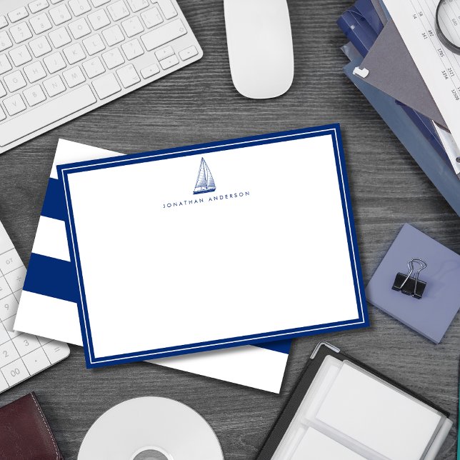 Nautical Boat Navy Anpassningsbar Note Card Anteckningskort (Skapare uppladdad)