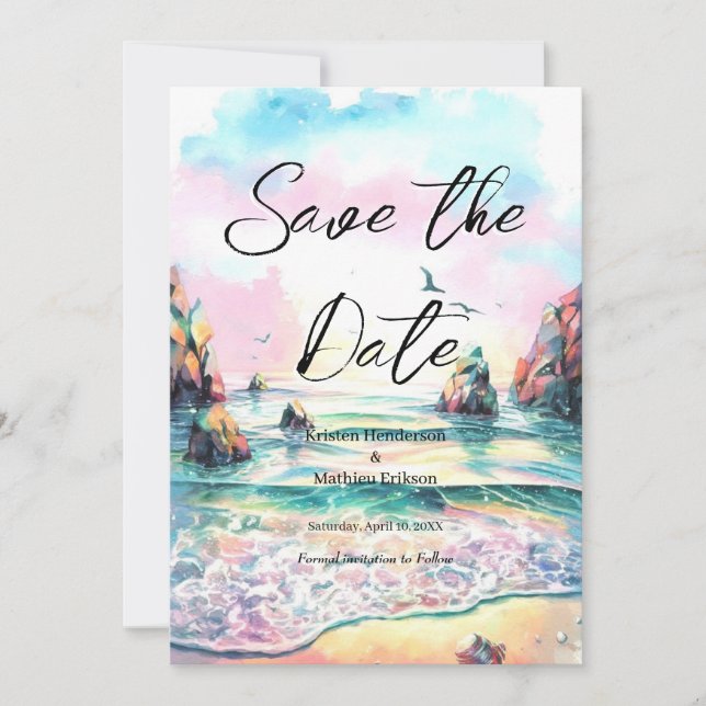 Nautical Boho Beach Wedding Spara Datumet (Framsida)