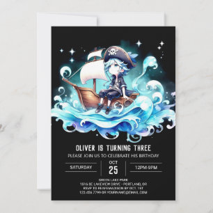 Nautical Boho Pirat Birthday Inbjudningar