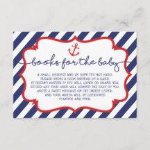 Nautical Bokar för Baby Infoga Card Navy Anchor