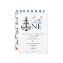 Nautical Boy Anchor Födelsedagsfest inbjudan
