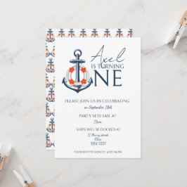 Nautical Boy Anchor Födelsedagsfest inbjudan