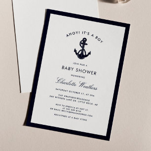 Nautical Boy Baby Shower Inbjudningar