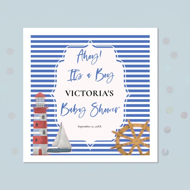 Nautical Boy Baby Shower Pappersservett (Skapare uppladdad)