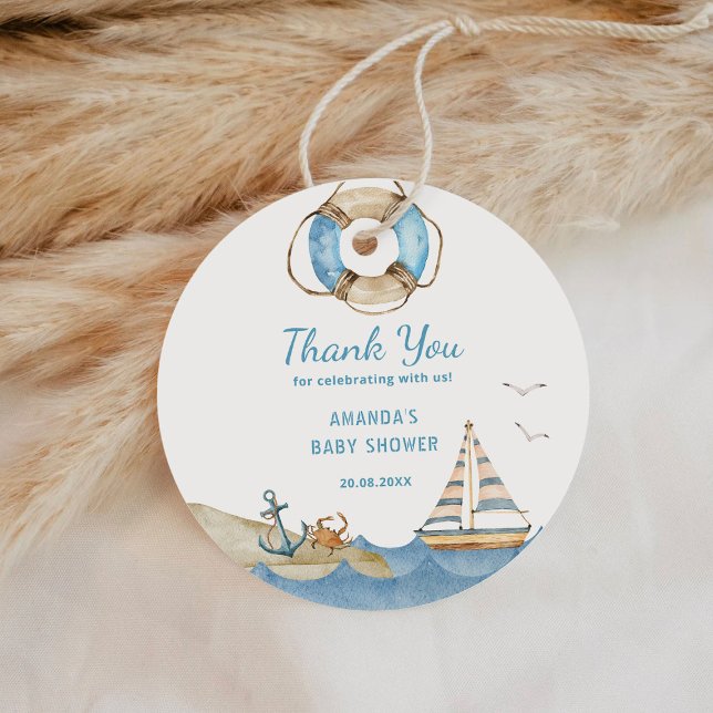 Nautical Boy Baby Shower Tack Gåvor Etiketter (Skapare uppladdad)