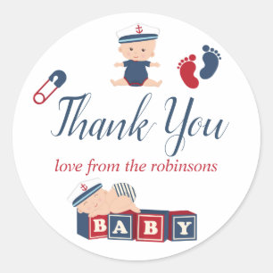 Nautical Boy Baby Shower Tack Runt Klistermärke