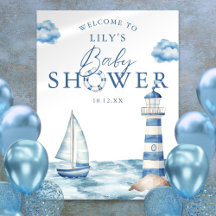 Nautical Boy Baby Shower Välkomstskylt