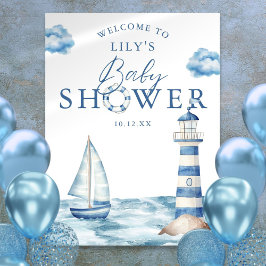 Nautical Boy Baby Shower Välkomstskylt Poster