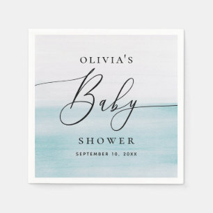 Nautical Boy Baby Shower   Vattenfärgad blå kust Pappersservett